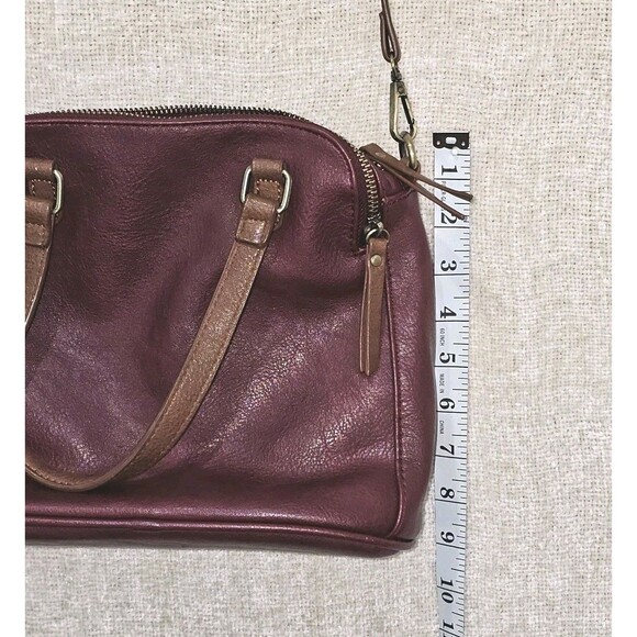 Modcloth Faux Leather Burgundy & Tan  Shoulder Handbag Crossbody Purse - Picture 12 of 14
